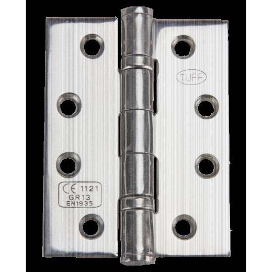 100mm Pair Ball Bearing Butt Hinge Polished Stainless Steel CE13 Boxed