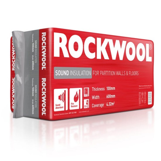 Rockwool SOUND INSULATION SLAB 1200mm x 600mm x 100mm 4.32 M2/Pk