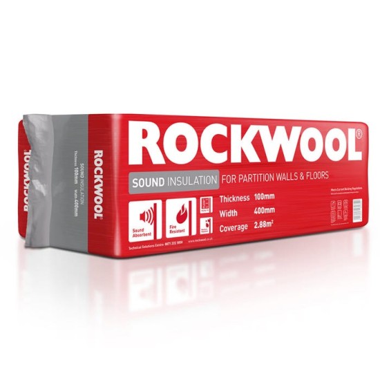 Rockwool Sound Slab Insulation 1200mm x 400mm x 100mm 2.88 M2/Pk