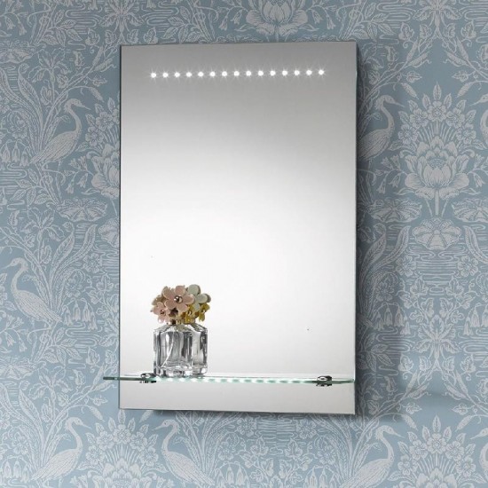 Bologna Mirror with LED Lights & Lit Shelf Size: 395 x 600