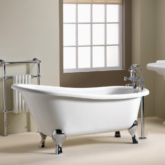 Diana Slipper Freestanding Bath Size: 1600 x 740 - Foot Option: Cast Iron Feet - Iconic Waste Option: No Waste - Iconic P-Trap Option: No P-Trap
