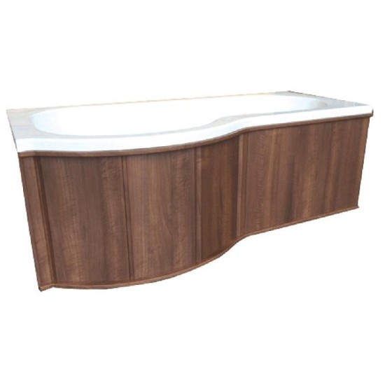 'P' Shaped Shower Bath Wooden Front & End Panels Size: 1500 - Furniture Colour: Dark Walnut