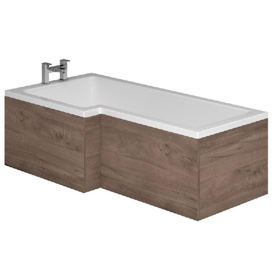 'L' Shaped Shower Bath Wooden Front Panels Size: 1700 - Furniture Colour: Dark Walnut