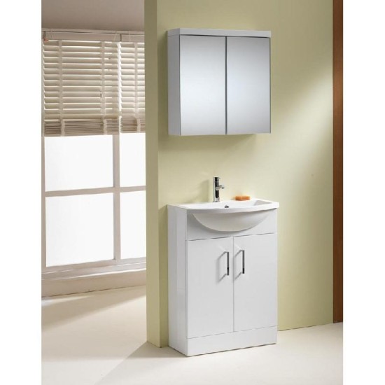 Eden Slimline Base Unit & Basin - 250mm Depth (can also be used with WC Unit) Size: 500 - Furniture Colour: White - Basin Option for Furniture: Eden 50 Slim Curved Basin