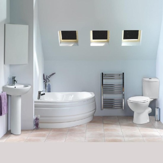 Solo Corner Suite Solo 1050 x 1050mm Corner Bath - Basin: Solo 390 x 390mm Corner Basin 1TH & Pedestal - Pedestal: Ebony Full Pedestal - Complete Suite