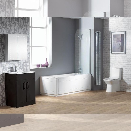 Verona Rimless Suite BathSize: 1500 x 700mm - BathSpec: Standard - PanType: Closed Sided - Finish: Matt Black Furniture
