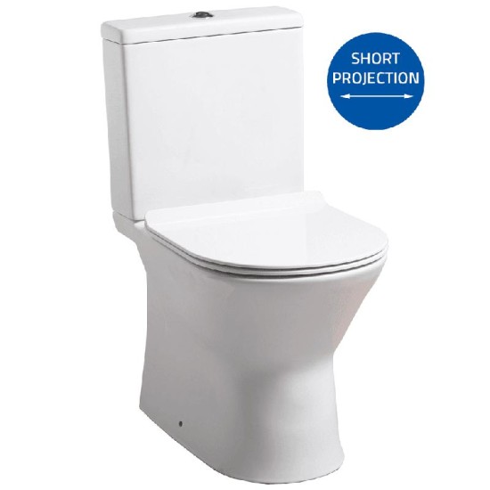 Venice Rimless Closed Sided WC including Soft Close Seat WC Option: Close Coupled Pan, Cistern & Soft Close Seat