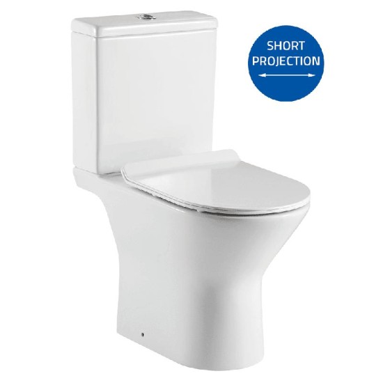 Venice Rimless Open Sided WC including Soft Close Seat WC Option: Close Coupled Pan, Cistern & Soft Close Seat
