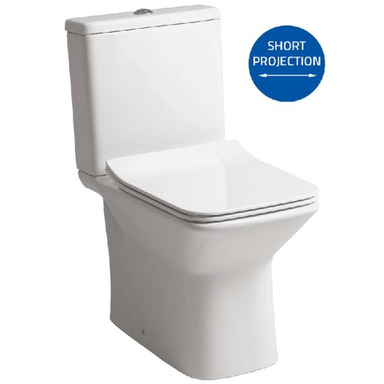 Verona Rimless Closed Sided WC including Soft Close Seat WC Option: Close Coupled Pan, Cistern & Soft Close Seat