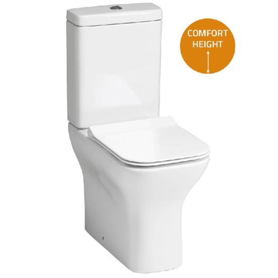 Cornell Comfort Rimless WC including Soft Close Seat WC Option: Comfort Elevated Close Coupled Pan, Cistern & Soft