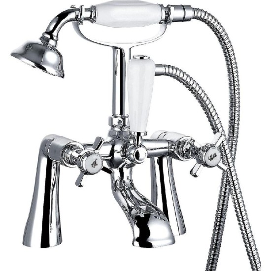 Edwardian 3/4 Bath Shower Mixer & Kit (2 Hole) Chrome