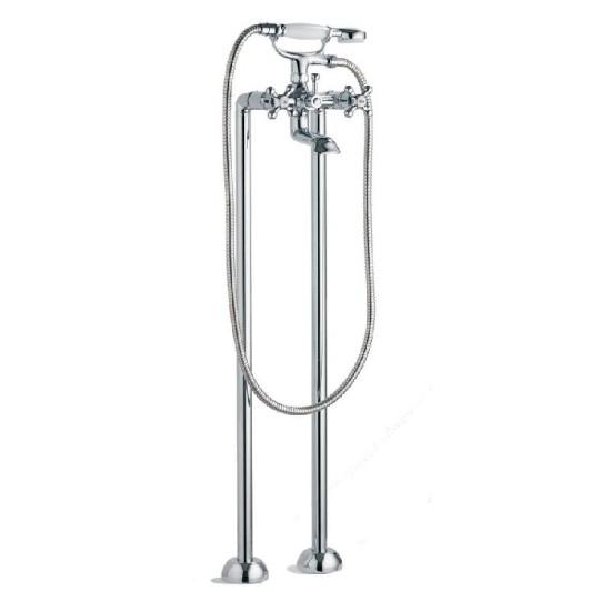 Victorian Bath Shower Mixer & Kit with Tap Legs (2 Hole) Chrome