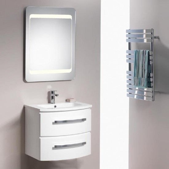 Opal 800mm Wall-Hung Base Unit & Basin Size: 800 x 480mm - Furniture Colour: White - Basin Option for Furniture: Opal 800 x 480mm Curved Basin