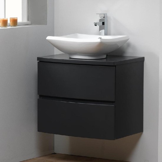 Oregon 60 Base Unit, Top & Basin Size: 600 - Furniture Colour: Platinum Grey - Basin Option for Furniture: Radius 410 x 410mm Ceramic Vanity Basin - 1TH