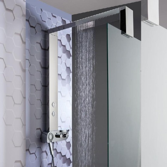 Monza Shower Column with Integrated Rainfall Head, Body Jets & Shower Kit Size: 1200