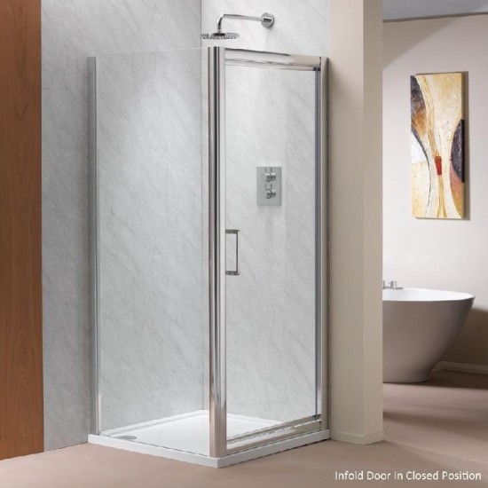 Ascent 8mm Infold Doors with Easy-Clean Glass Size: 800 - Side Panel Size: 700