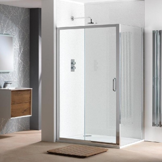Classic Nouveau 6mm Sliding Doors with Easy-Clean Glass Size: 1000 - Side Panel Size: 760