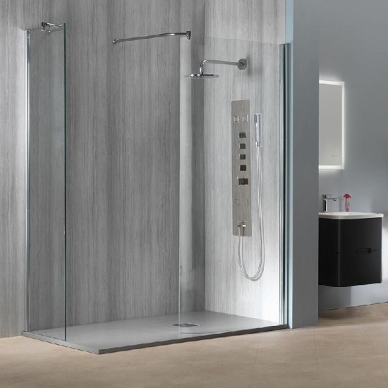 Genesis 8mm Curved Showerwall with Easy-Clean Glass Size: 850 - Side Panel Size: No Side Panel