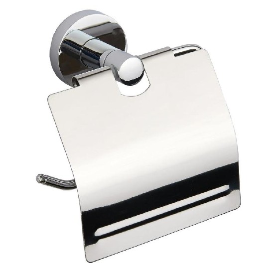 Alpha Toilet Roll Holder with Lid Chrome