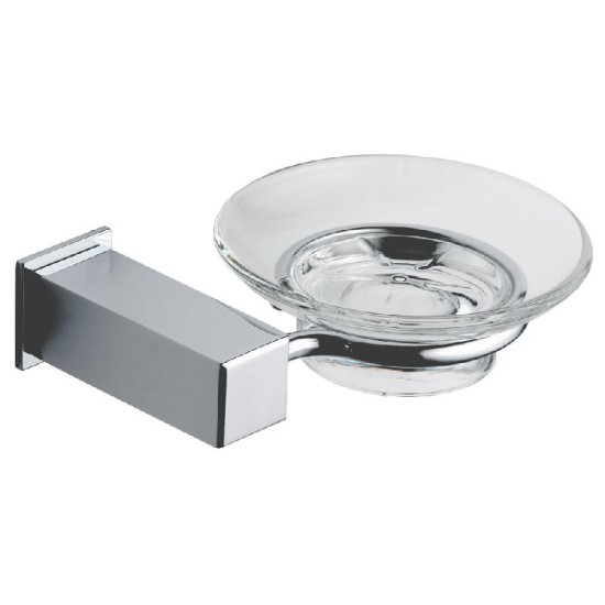 Utah Glass Soap Dish & Holder Chrome