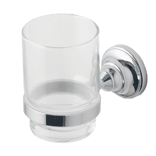 Grosvenor Glass Cup and Holder Chrome