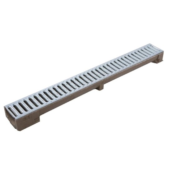 Clarkdrain Domestic Polymer Concrete Channel Comes With Galvanised Grating 1m Long