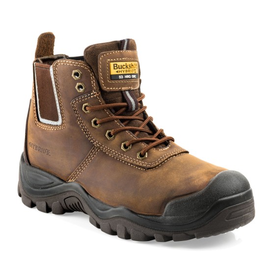 Buckler Hiker-Style Waterproof Brown Safety Steel Toecap Boots Size 8