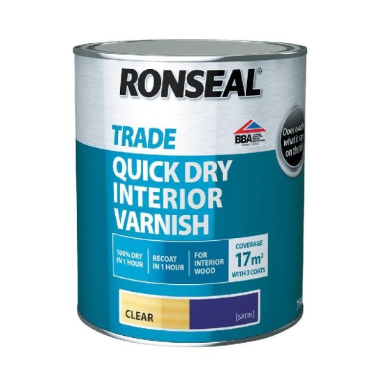 Ronseal Trade Quick Drying Interior Varnish Clear Gloss 2.5ltr
