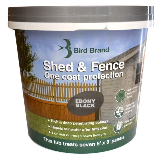 Bird Brand Shed & Fence One Coat Protection Paint Ebony Black 5 Litre