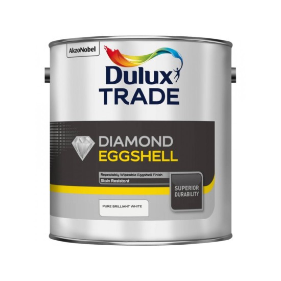 Dulux Trade 2.5L Diamond Eggshell Paint - Pure Brilliant White Finish
