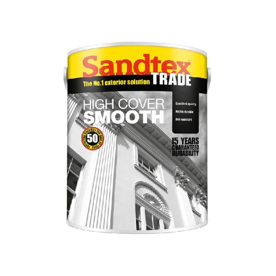 Sandtex Highcover Smooth Masonary Paint Cornish Cream 5L