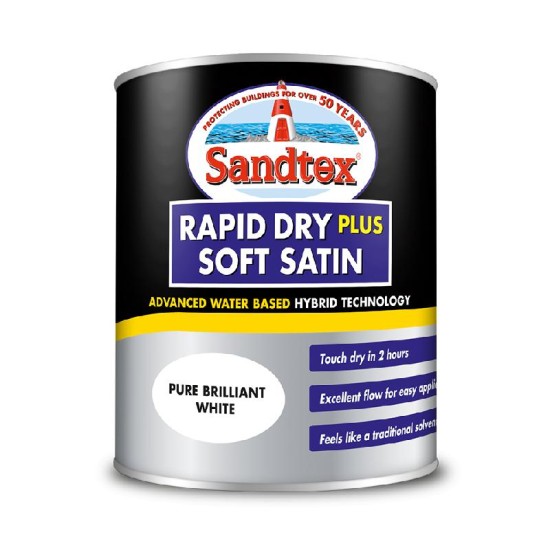 Sandtex Rapid Dry Plus Soft Satin White 750ml