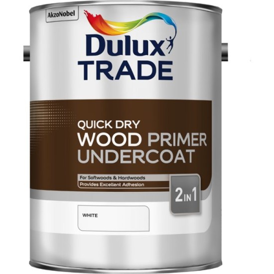 Dulux Trade 5L Quick Dry Wood Primer - Undercoat White Finish