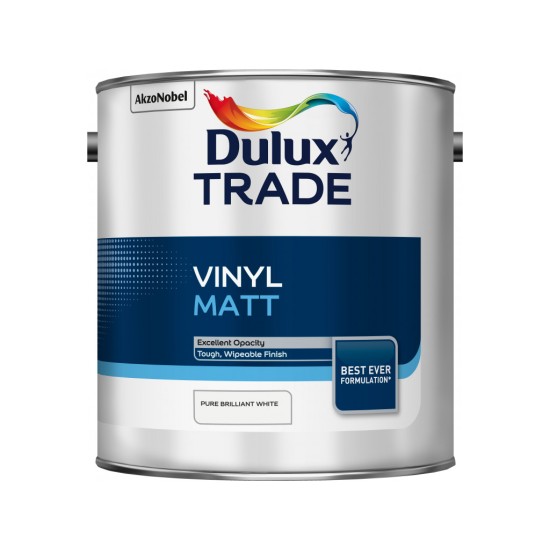 Dulux Trade 2.5L Vinyl Matt - Pure Brilliant White Finish