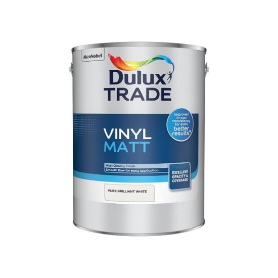 Dulux Trade 5L Vinyl Matt - Pure Brilliant White Finish