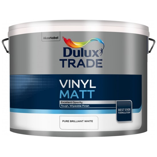 Dulux Trade 10L Vinyl Matt - Pure Brilliant White Finish