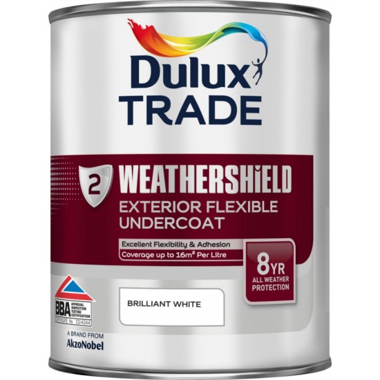 Dulux Trade 1L Weathershield Exterior Flexible Undercoat - Brilliant White