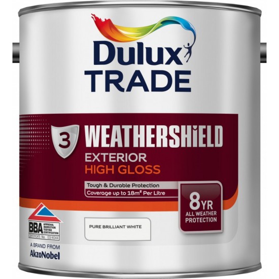 Dulux Trade 2.5L Weathershield Exterior High Gloss - Brilliant White