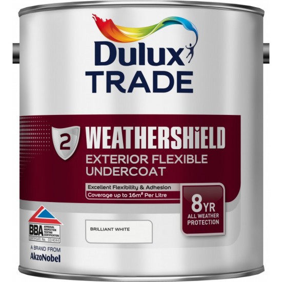 Dulux Trade 2.5L Weathershield Exterior Flexible Undercoat - Brilliant White