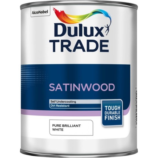 Dulux Trade 1L Satinwood - Pure Brilliant White Finish