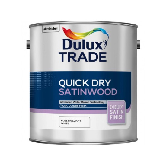 Dulux Trade 2.5L Quick Dry Satinwood - Pure Brilliant White Finish