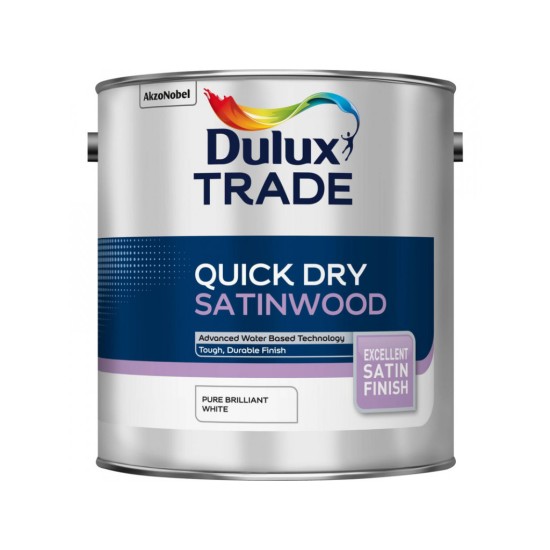 Dulux Trade 5L Quick Dry Satinwood - Pure Brilliant White Finish