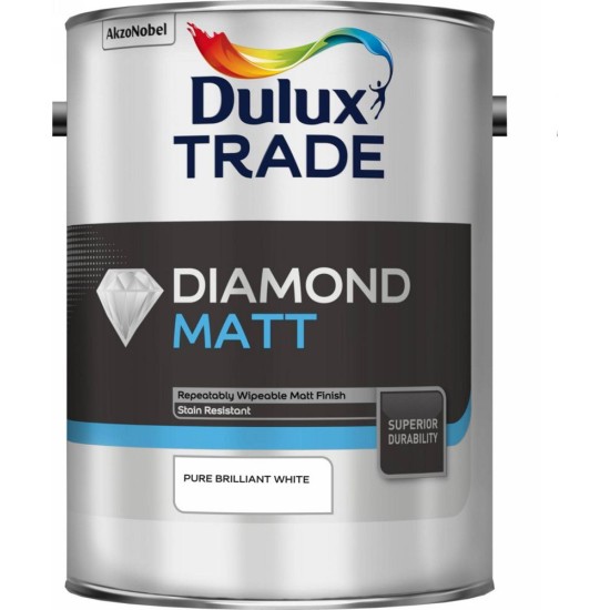 Dulux Trade 10L Diamond Matt - Pure Brilliant White Finish
