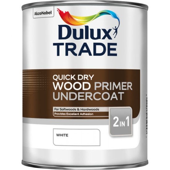 Dulux Trade 1L Quick Dry Wood Primer - Undercoat White Finish