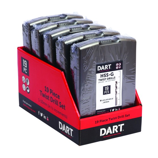 DART 19 Piece HSS Ground Twist Drill Set