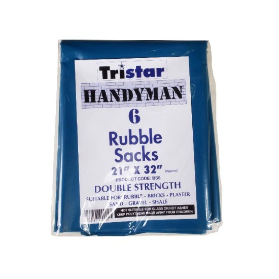 Blue Rubble Sacks 6 Pack 53x81cm