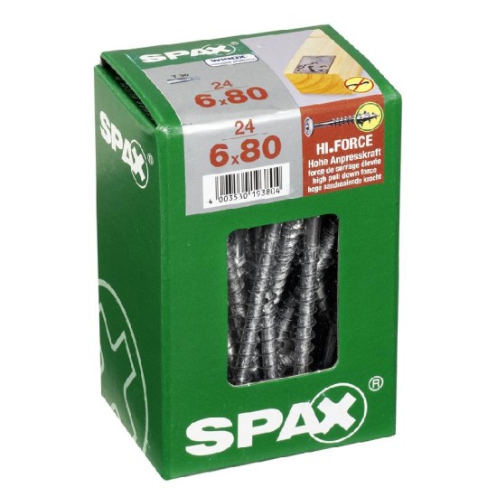 80 x 6.00mm Spax Wirox Washerhead Screws Box of 24