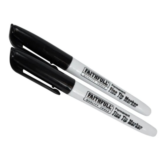 Faithfull Fibre Tip Marker Pen Black (2 Pack)